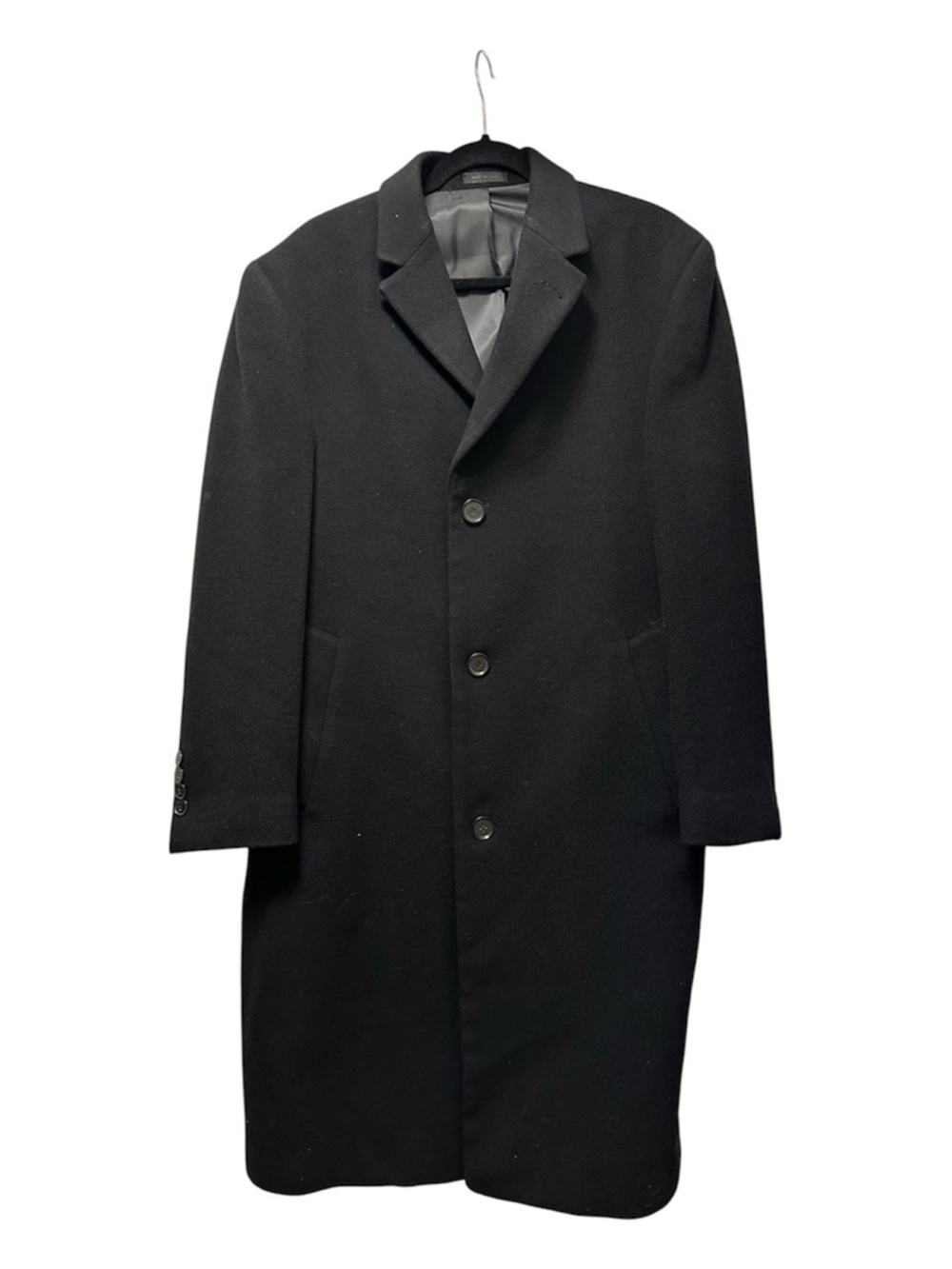Calvin Klein Black Wool Long Pea Coat